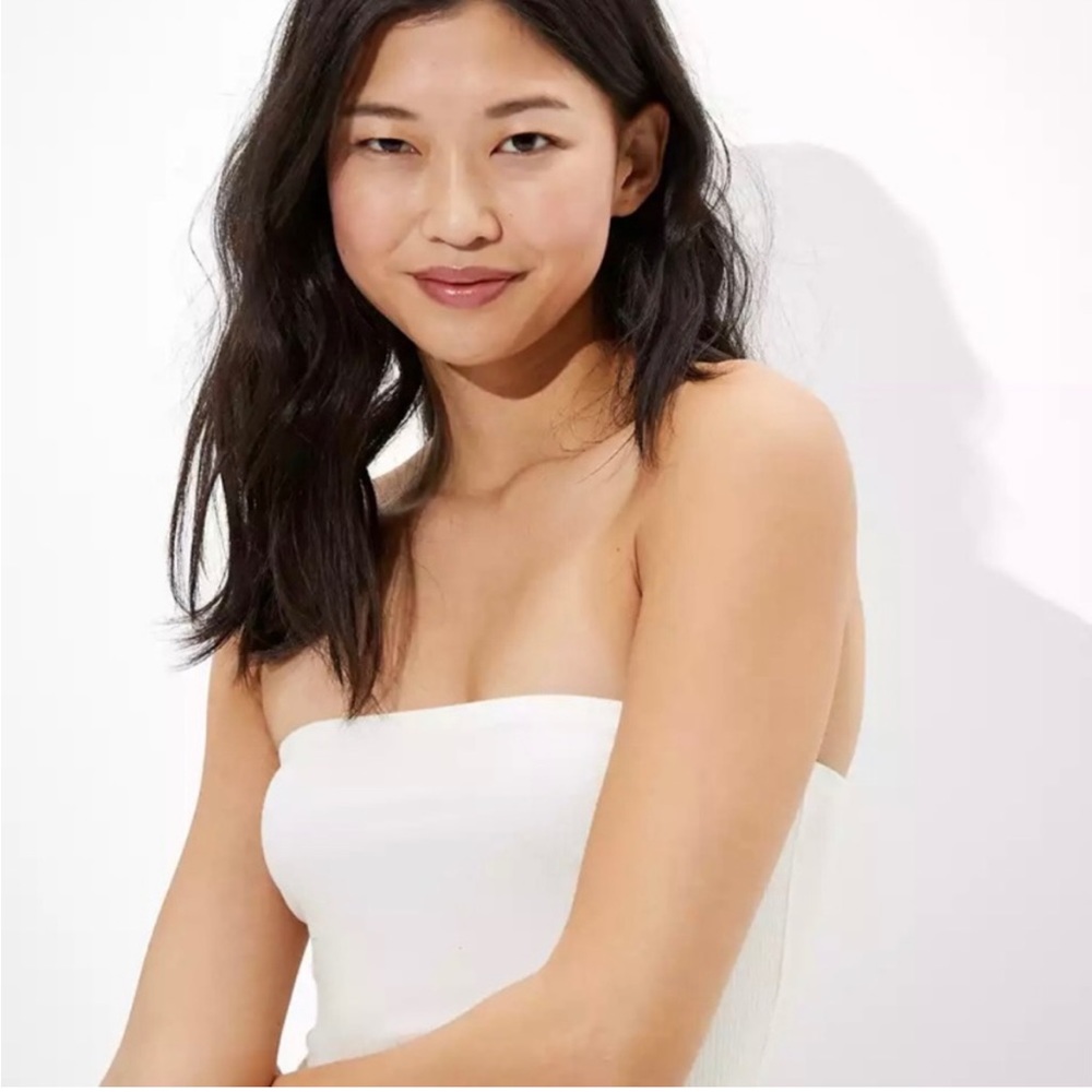 American eagle white ribbed tube top